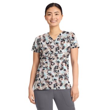 Healing Hands 2266 Women's V-Neck Print Top