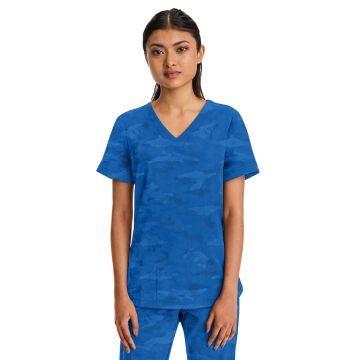 Healing Hands 2353 Women's 2-Pocket Joy Camo V-Neck Top