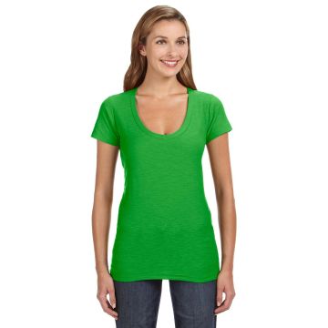 J America JA8169 Ladies' V-Neck Slub T-Shirt - LIME