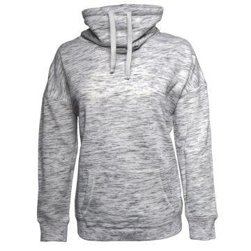 J America JA8673 Ladies' Melange Fleece Cowl Neck Sweatshirt - WHITE