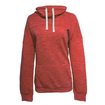 J America JA8673 Ladies' Melange Fleece Cowl Neck Sweatshirt - RED