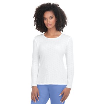 KOI 1110 Women's Heart Pointelle Long-Sleeve Rohan Underscrub Tee