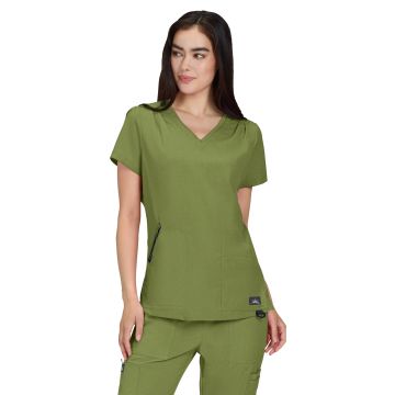 KOI 1129 Women's Ribbed 4-Pocket V-Neck Sari Top