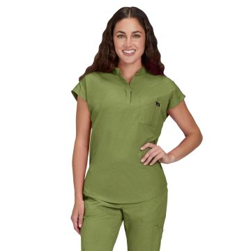 KOI 1131 Women's Zipper Neck Combo Chest Pocket Catrin Top