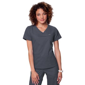 KOI 247 Women's Three-Pocket Soft Rib Trim V-Neck Nicole Top