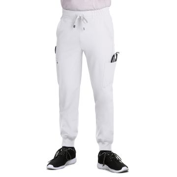 KOI C600 Men's Six-Pocket Drawstring Elastic Waist Connective Jogger Pant - White