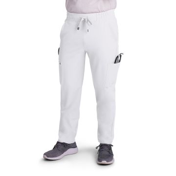 KOI C601 Men's Six-Pocket Drawstring Elastic Waist Neuro Pant - White