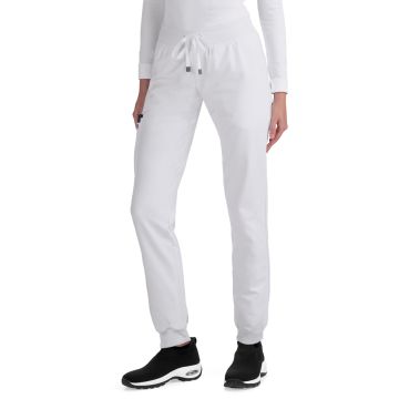 KOI C700 Women's Six-Pocket Ribbed Cuff Jogger Style Pulse Pant - White