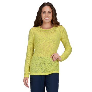 KOI S106PR Women's Smiley Face Burnout Design Long Sleeve Kind Underscrub Tee