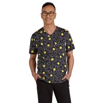 KOI S650PR Men's One-Pocket Printed Classic V-Neck Top
