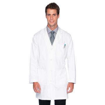Landau 3124WWVC Men's Five-Pocket Poly/Cotton 37" Full-Length Lab Coat