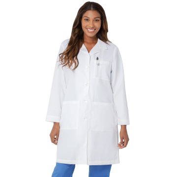 Landau 3155 Women's Three-Pocket 38" Full-Length Lab Coat - White
