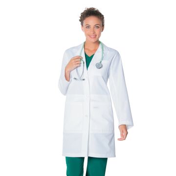 Landau 3165 Women's Five-Pocket 36.5" Full-Length Tablet Lab Coat - White