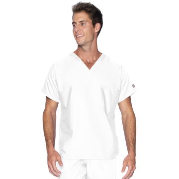 Landau 71221 Unisex One-Pocket Dolman Sleeve Tuckable V-Neck Top - White