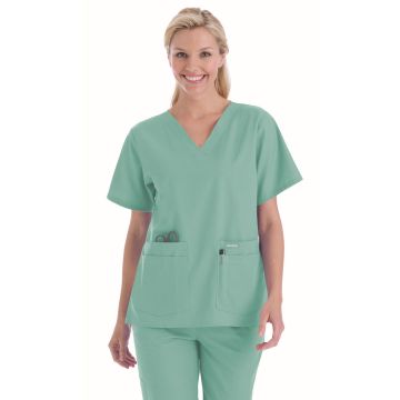 Landau 8219 Women's Four-Pocket Durable V-Neck Top