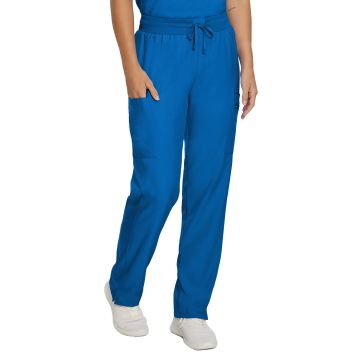 Landau LB400 Women's Seven-Pocket Mid-Rise Rib-Knit Elastic Waist Cargo Pant - Royal