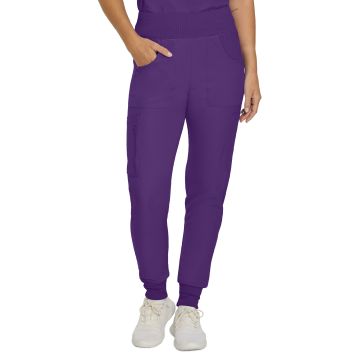 Landau LB401 Women's Seven-Pocket Mid-Rise Rib-Knit Elastic Waist Cargo Pant