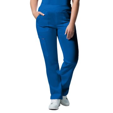 Landau LB405 Women's Five-Pocket Mid-Rise Rib-Knit Elastic Waist Straight Leg Pant - Royal