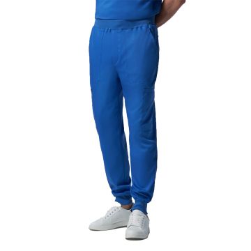 Landau LB407 Men's Seven-Pocket Mid-Rise Rib-Knit Elastic Waist Jogger Pant - Royal
