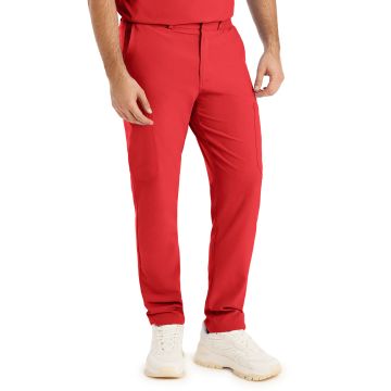 Landau LB410 Men's Eight-Pocket Mid-Rise Rib-Knit Elastic Waist Cargo Pant - Red