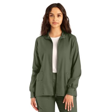 Landau LJ701 Women's Three-Pocket Mock Neck Zip-Front Jacket