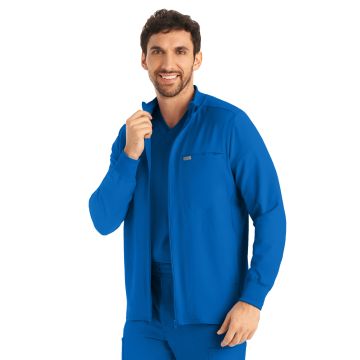 Landau LJ703 Men's Three-Pocket Mock-Neck Zip-Front Jacket - Royal
