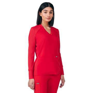 Landau LT125 Women's Two-Pocket V-Neck Scrub Top - Red