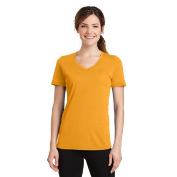 Port & Company &  Ladies Performance Blend V-Neck Tee. LPC381V
