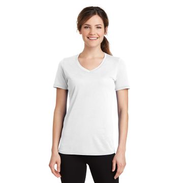 Port & Company &  Ladies Performance Blend V-Neck Tee. LPC381V