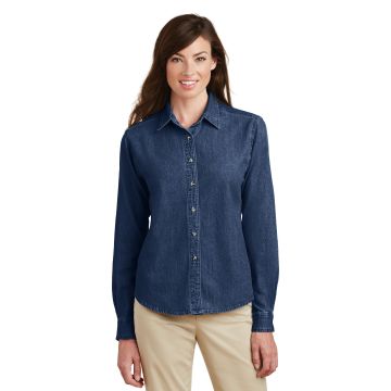 Port & Company &  - Ladies Long Sleeve Value Denim Shirt.  LSP10