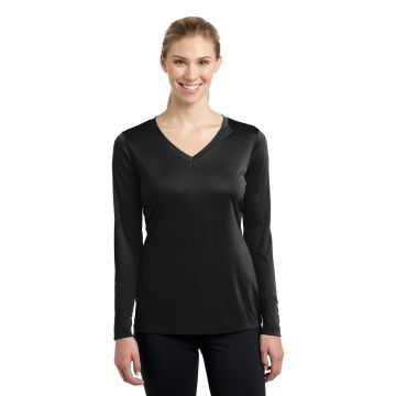 Sport-Tek &  Ladies Long Sleeve PosiCharge &  Competitor&#153; V-Neck Tee. LST353LS