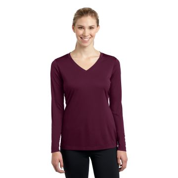 Sport-Tek &  Ladies Long Sleeve PosiCharge &  Competitor&#153; V-Neck Tee. LST353LS