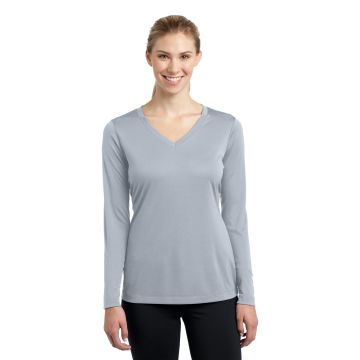 Sport-Tek &  Ladies Long Sleeve PosiCharge &  Competitor&#153; V-Neck Tee. LST353LS