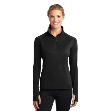 Sport-Tek LST850 Sport-Tek &#174;  Ladies Sport-Wick &#174;  Stretch 1/4-Zip Pullover. LST850 - Black