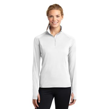 Sport-Tek LST850 Sport-Tek &#174;  Ladies Sport-Wick &#174;  Stretch 1/4-Zip Pullover. LST850 - White