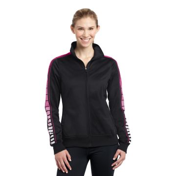 DISCONTINUED  Sport-Tek &  Ladies Dot Sublimation Tricot Track Jacket. LST93