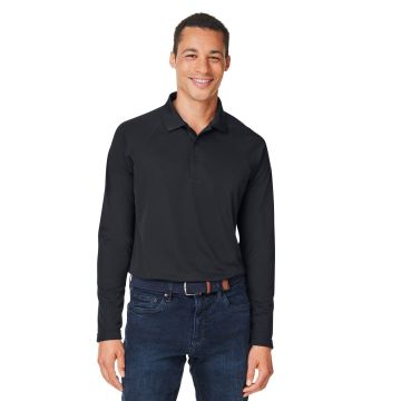 Harriton M208L Men's Charge Snag and Soil Protect Long-Sleeve Polo - BLACK