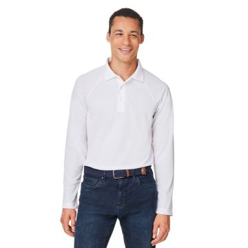 Harriton M208L Men's Charge Snag and Soil Protect Long-Sleeve Polo - WHITE