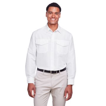 Harriton M580L Men's Key West Long-Sleeve Performance Staff Shirt - WHITE