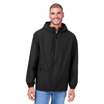 Harriton M73 Unisex Flex Twill Hooded Jacket - BLACK