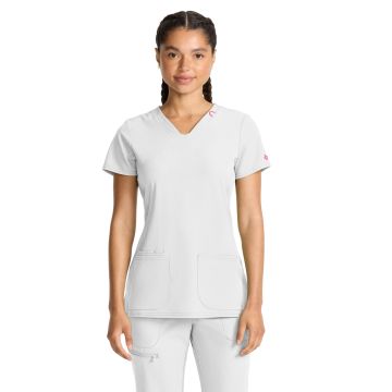 Med Couture 702 Women's 3-Pocket V-Neck Top - White