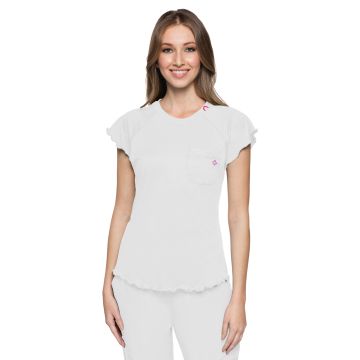 Med Couture 706 Women's 1-Pocket Lettuce-Edged Top