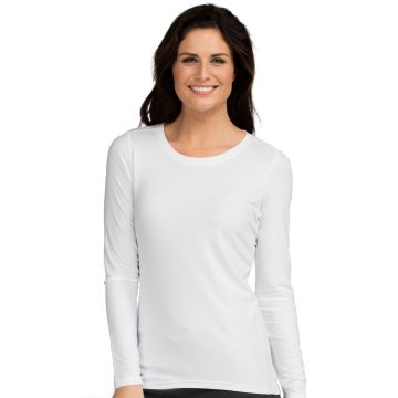 Med Couture 8499 Women's Pocketless Performance Knit Underscrub Tee - White