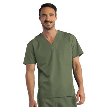 Maevn 1706 Unisex One-Pocket V-Neck Top - Olive