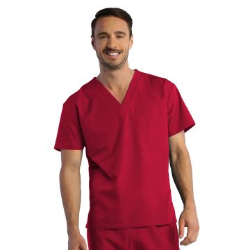 Maevn 1706 Unisex One-Pocket V-Neck Top - Red