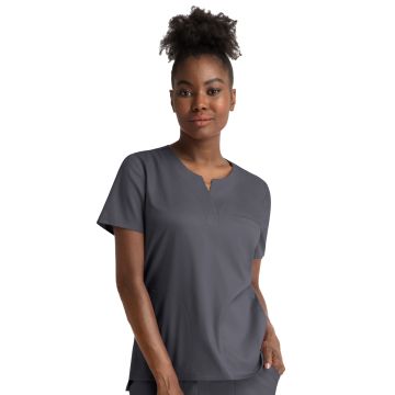 Maevn 3504 Women's Three-Pocket Notched Crew Neck Top