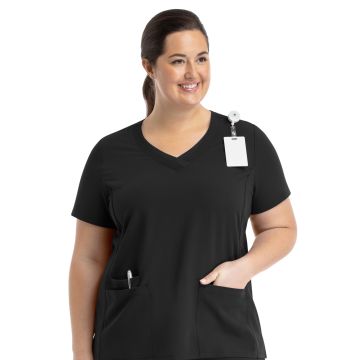 Maevn 3901 Women's Layered Three-Pocket V-Neck Top