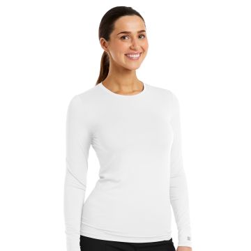 Maevn 6609 Women's Long Sleeve Underscrub Tee - White