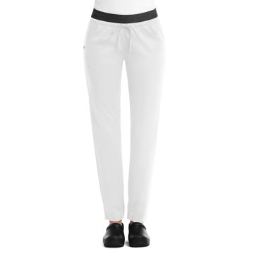 Maevn 6701 Women's Five-Pocket Contrast E-Band Pant - White