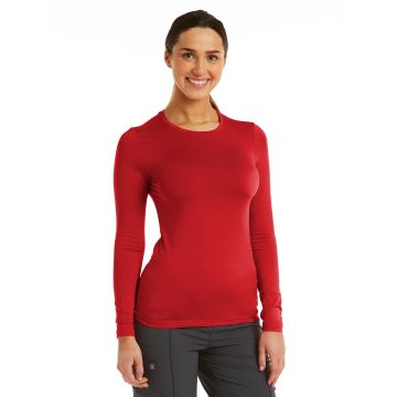 Maevn 6909 Women's Basic Long Sleeve Underscrub Tee - Red